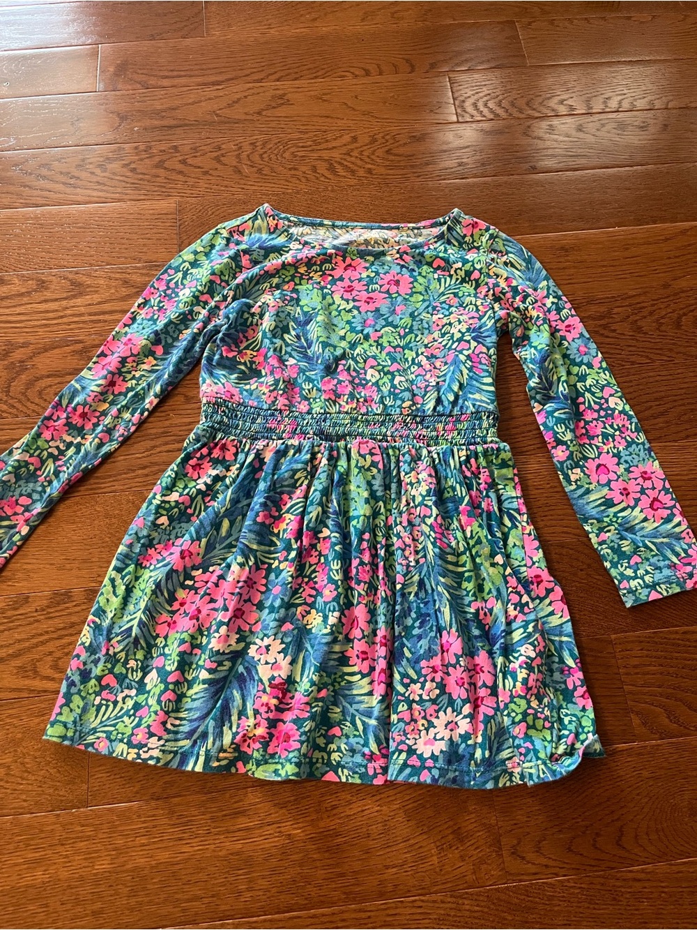 Lilly Pulitzer Long-Sleeve Floral Dress in Pink & Green
